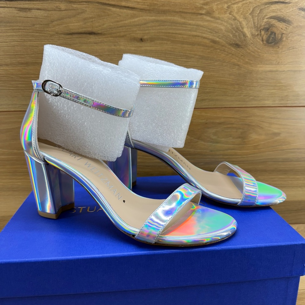 Stuart‎ Weitzman Heels Womens 6.5 Nearlynude Hologram Specchio